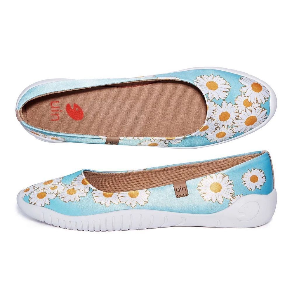UIN Women's Ballet Flats Slip On Pointed Toe Casual Loafers (Daisy Dew- Menorca) - Picture 5 of 9